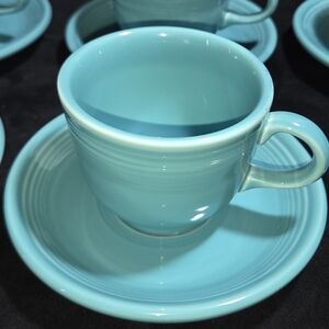 Vintage Turquoise Fiesta Cup and Saucer